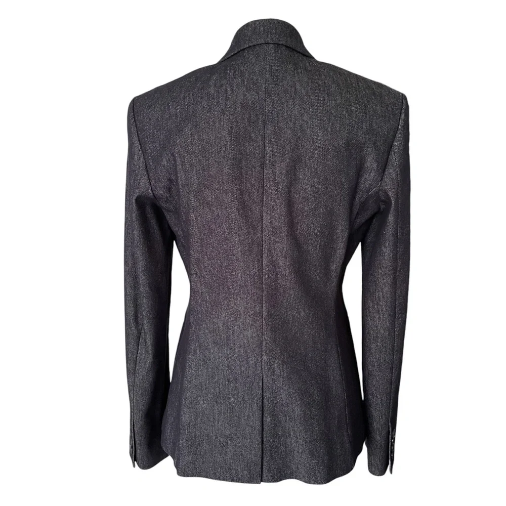 Theory Double Breasted Stretch Denim Navy Blazer NWT - Picture 8 of 16